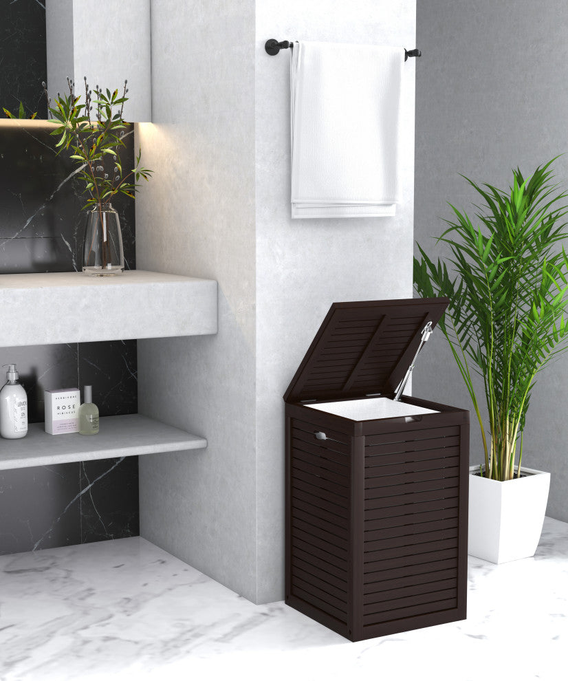 Spa Mocha-Shield Medium-Size Teak Laundry or Storage Hamper