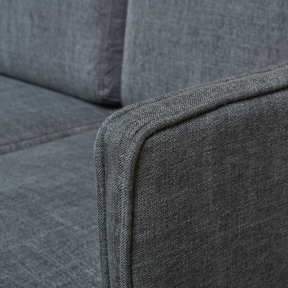 GDF Studio Andresen Mid Century Modern Fabric Chaise Sectional, Muted Dark Gray