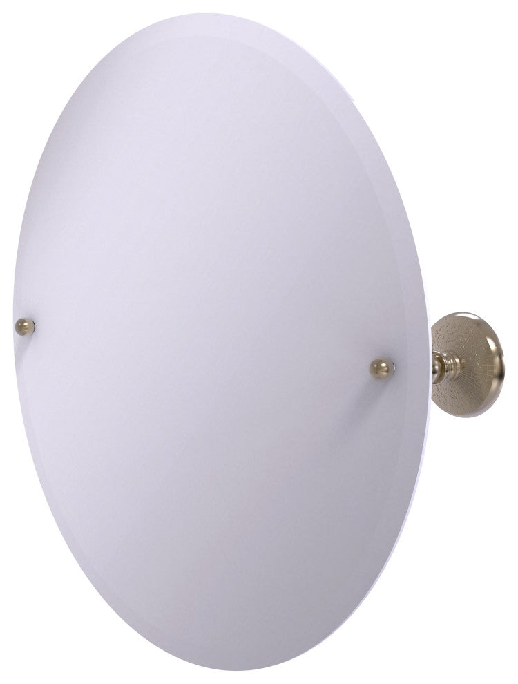 Frameless Round Beveled Edge Tilt Mirror, Antique Pewter