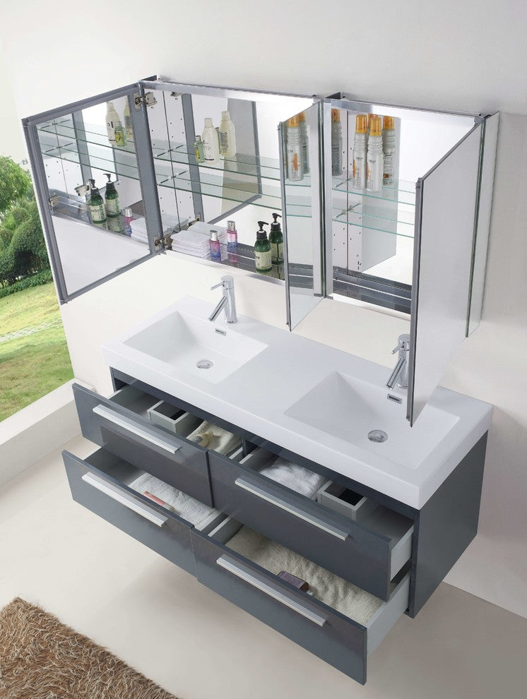 Finley 54" Double Bathroom Vanity, Base: Gray, Faucet: Polished Chrome