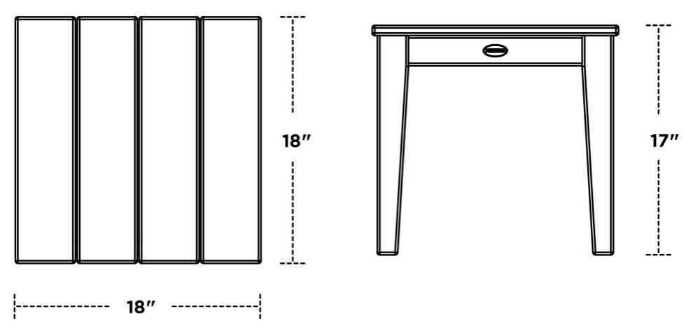Polywood Newport 18" End Table, Slate Gray