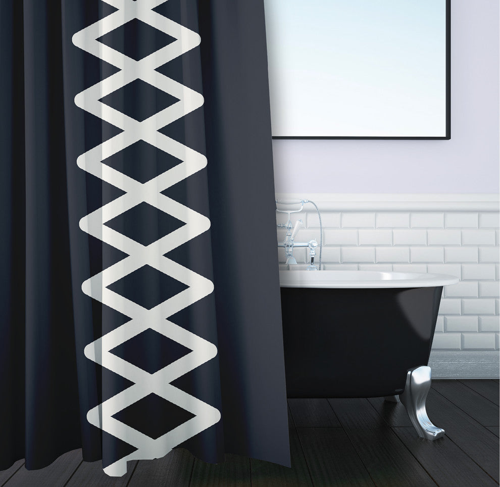 Zipper Stripe Shark Blue 70" w x 73" h Shower Curtain