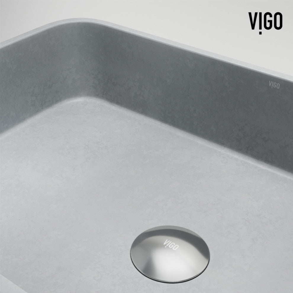 Windsor 21"L x 14"W Concrete Vessel Sink and Ashford 11"H Faucet Set