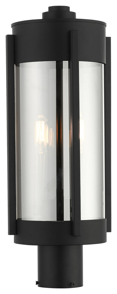 Sheridan 2 Light Black/Brushed Nickel Candles Medium Outdoor Post Top Lantern