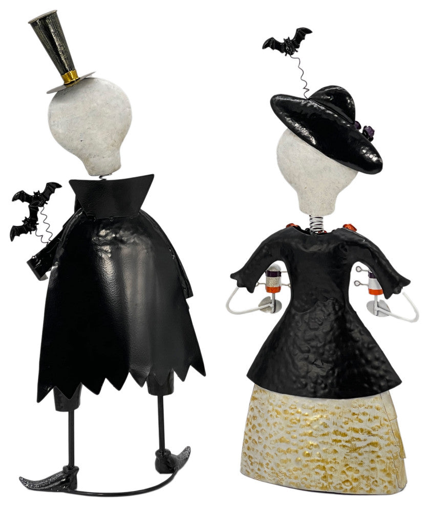Dia De Los Muertos Halloween Ghost Couple Set Metal Statue