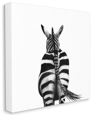 Zebra Butt Behind Black White Minimal Drawing,1pc, each 30 x 30