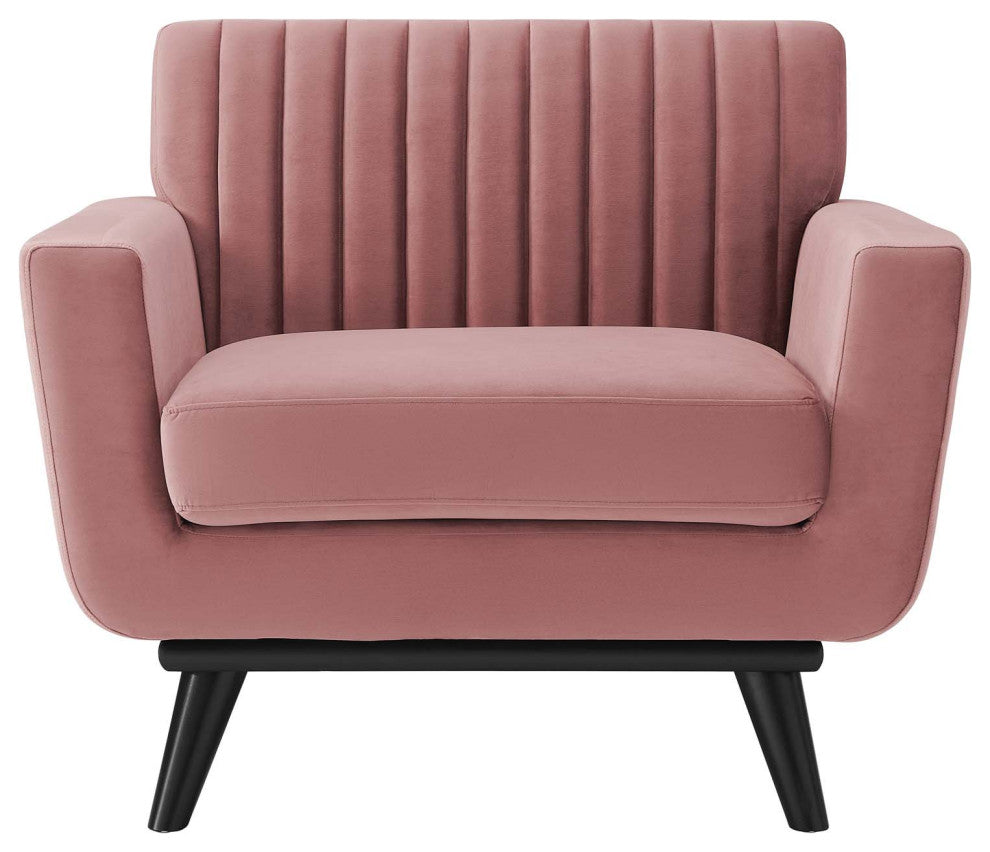Tufted Armchair Accent Chair, Velvet, Pink, Modern, Living Lounge Hospitality