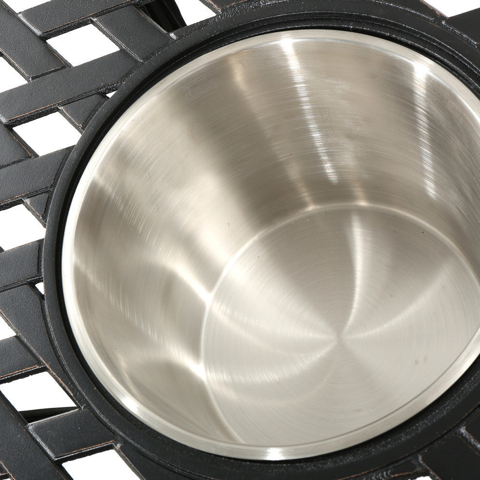 GDF Studio Ariel Outdoor Cast Aluminum Bistro Table with Ice Bucket