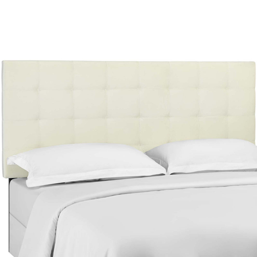 Paisley Tufted Full / Queen Upholstered Performance Velvet Headboard Ivory