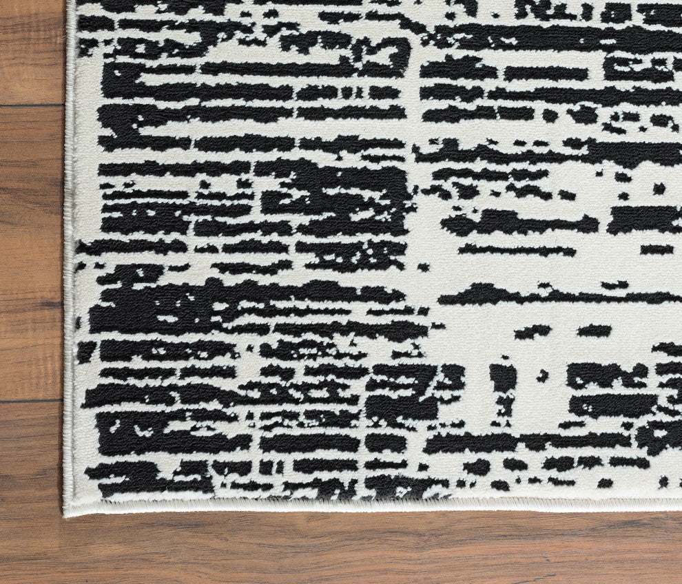 Abani Aspen Collection ASP110A Modern Beige & Gray Hatching Area Rug