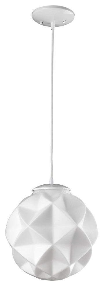 Nova 1-Light White Mini Pendant With Geometric Globe Shade