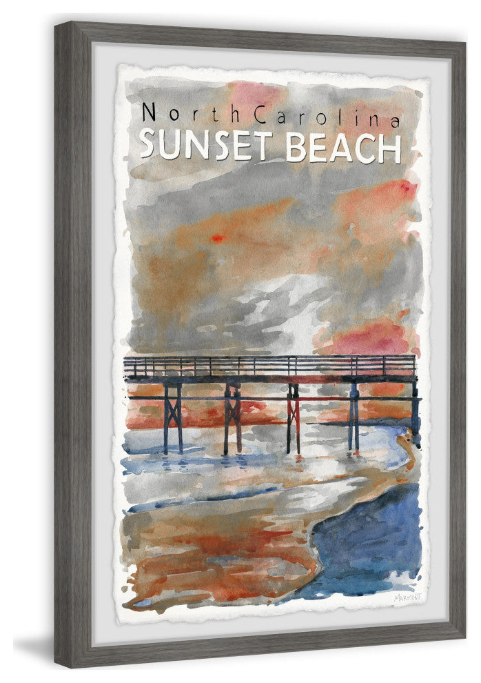 "Sunset at the Beach" Framed Painting Print, 20x30