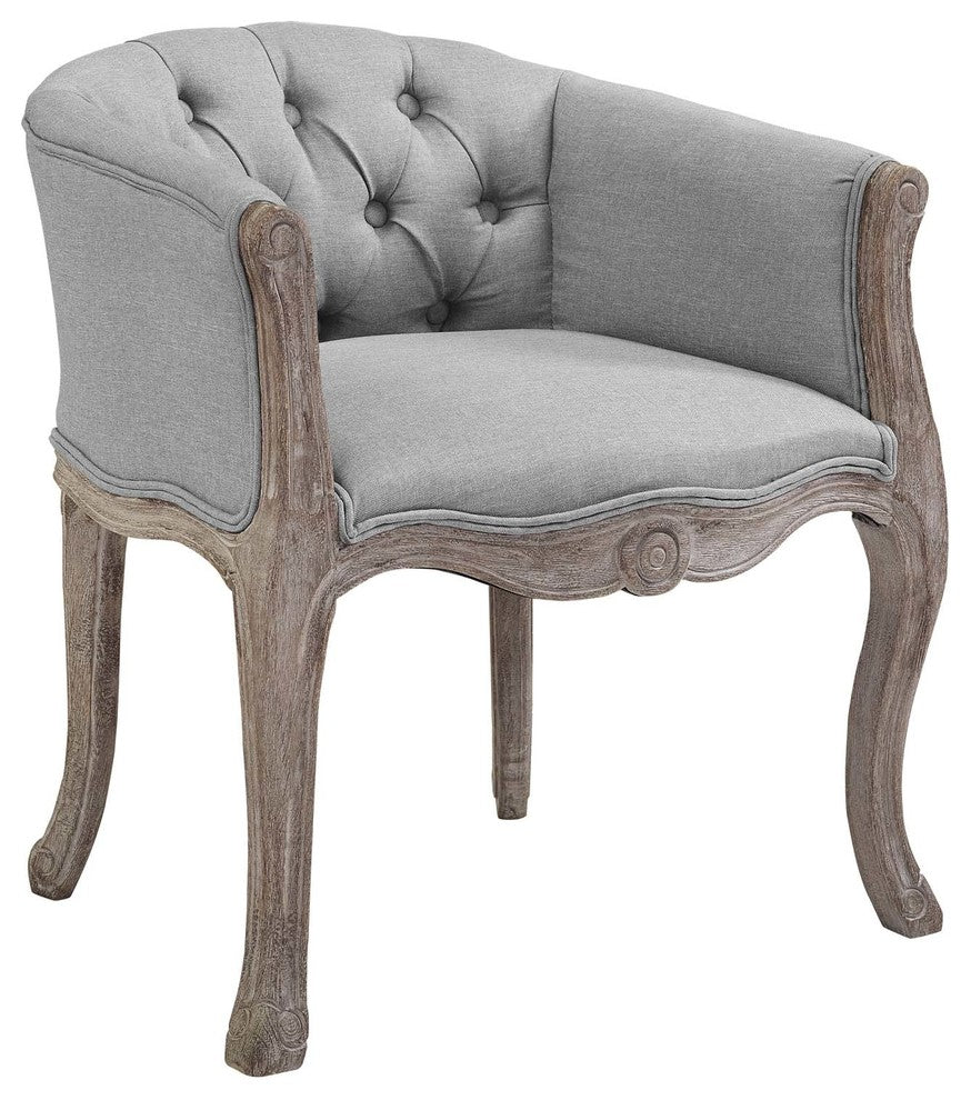 Crown Dining Armchair Upholstered Fabric Set of 4, Light Gray