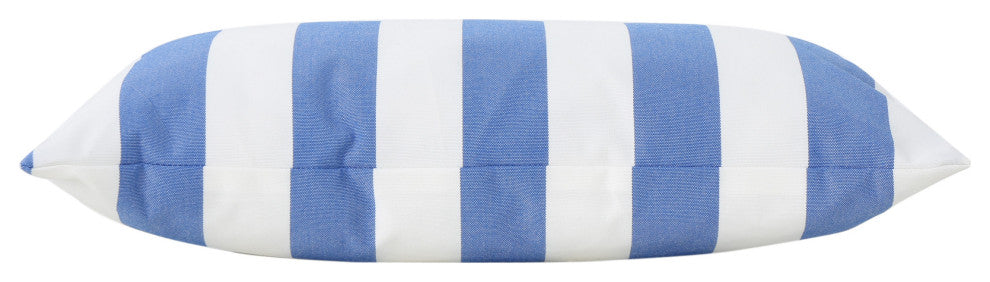GDF Studio Coronado Outdoor Stripe Water Resistant Rectangular Pillow, Blue, Set of 2