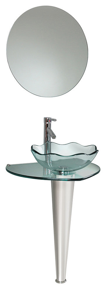 Netto Modern Glass Bathroom Vanity With Wavy Edge Vessel Sink, FFT9162CH