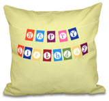 26"x26" Happy Birthday, Word Print Pillow, Green
