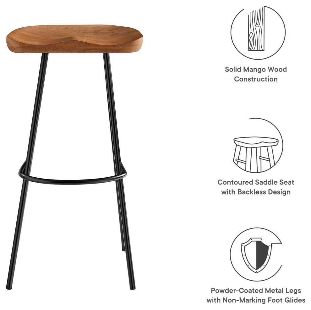 Concord Backless Wood Bar Stools - Set of 2