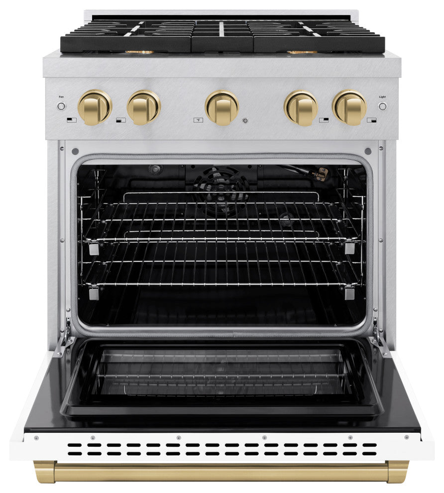 ZLINE 30" Gas Range, DuraSnow With White Matte SGRSZ-WM-30-CB