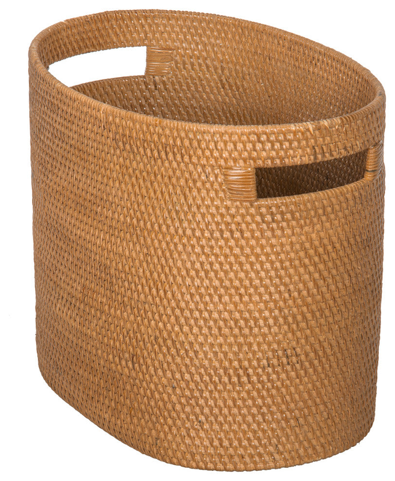 Loma Rattan Oval Magazine Rack, Honey-Brown