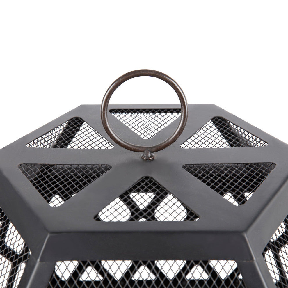 25.22'' H x 24.42'' W Iron Wood Burning Outdoor Fire Pit