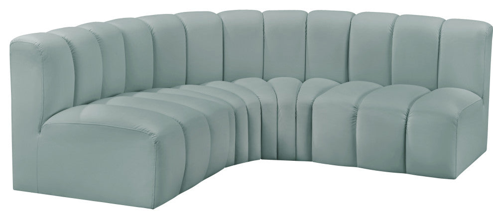Arc Vegan Leather Upholstered 4-Pc. L-Shaped Modular Sectional, Green