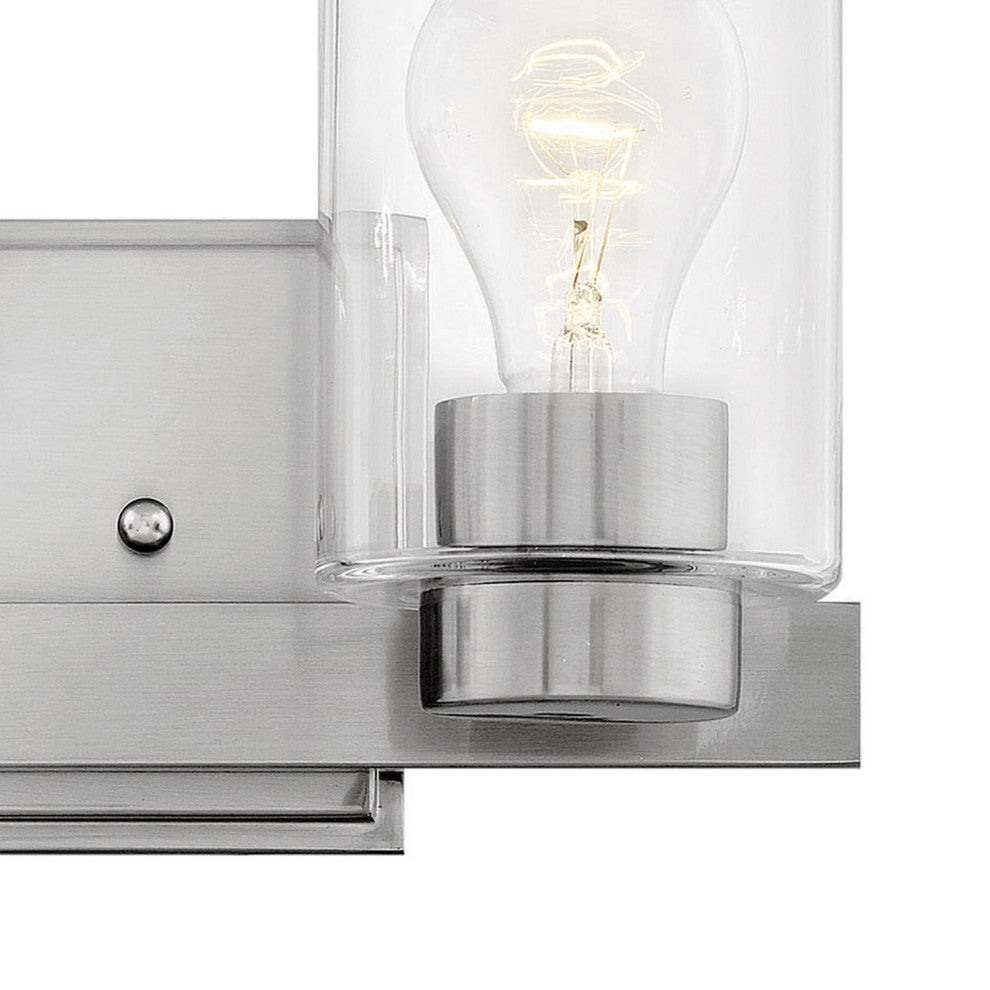 Hinkley Miley Small Two Light Vanity, Brushed Nickel With Clear Glass