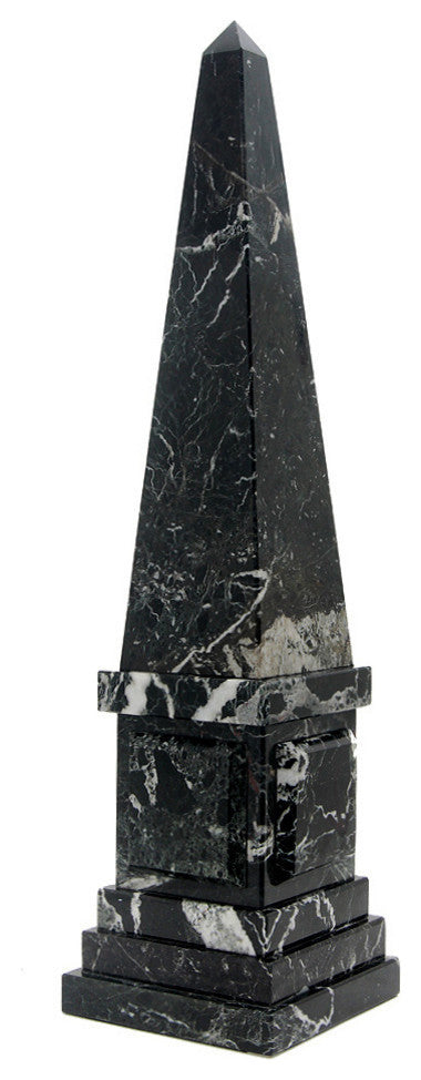 Plato Marble Obelisk, Black Zebra