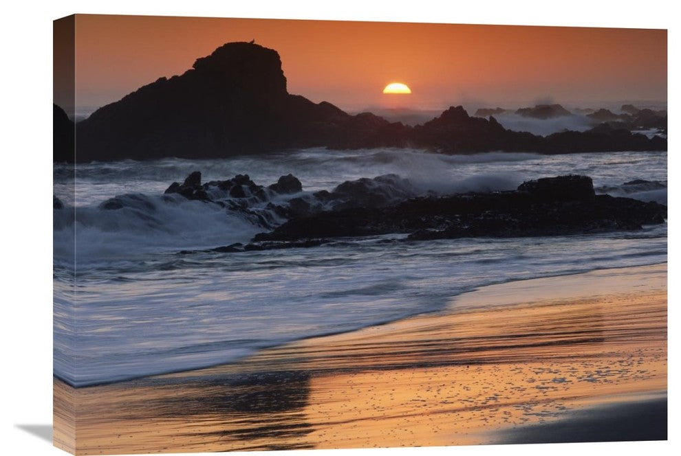"Crashing Surf On Rocks At Sunset, Point Piedras Blancas, California" Artwork