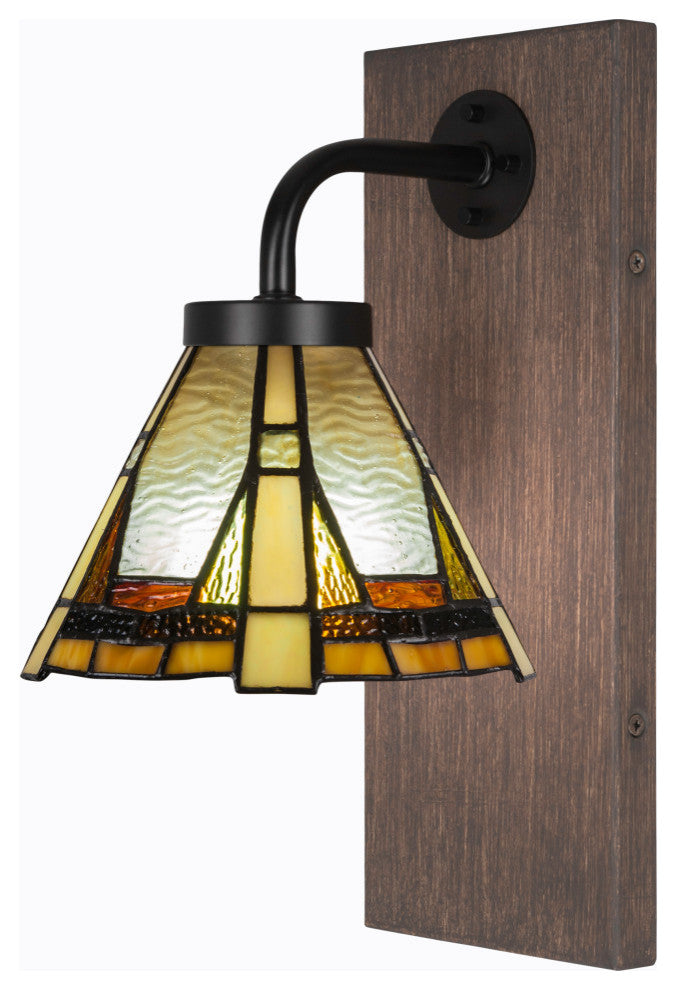 Oxbridge Wall Sconce, Matte Black & Painted Distressed Metal, 7" Zion Art