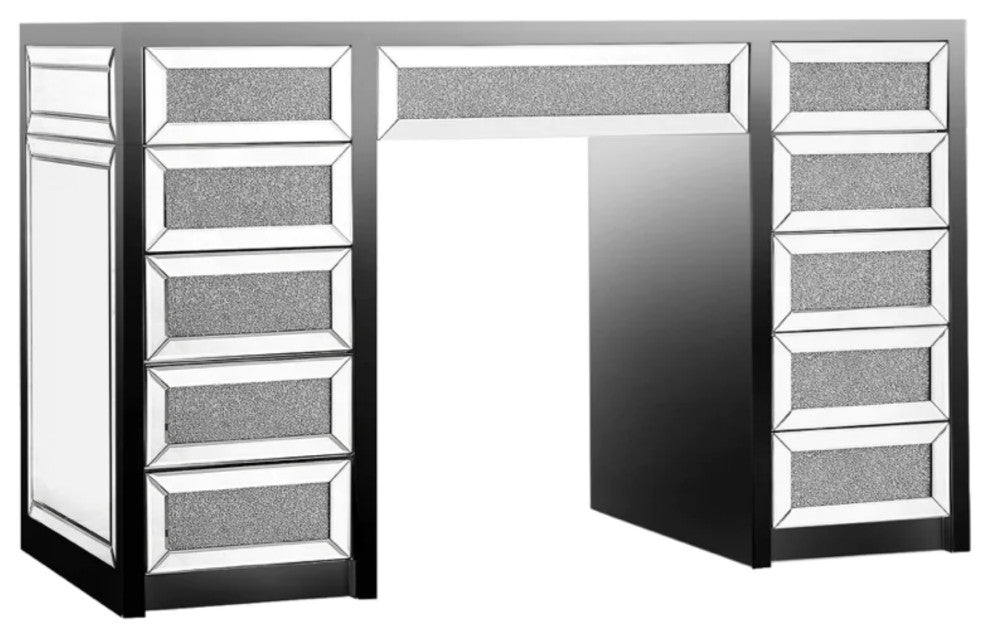SlayStation Diamond Edition Vanity Makeup Table with 11 Drawers Unit, Black