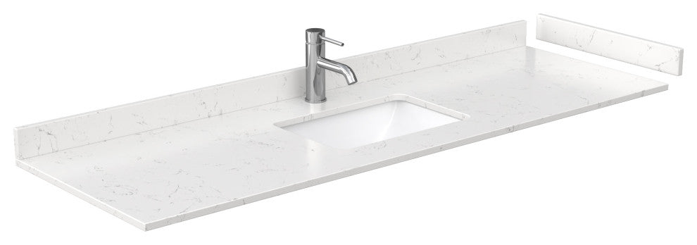 66"SGL Vanity Dark Gray, Carrara Cult. Marble Countertop, Sink, Black Trim