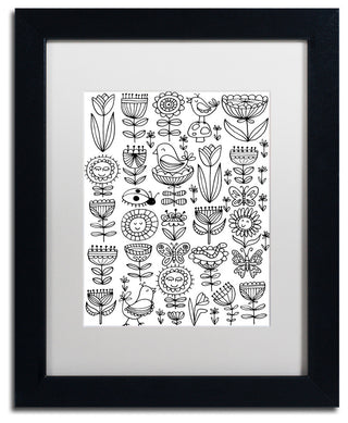 Elizabeth Caldwell 'Birds And Flowers' Art, Black Frame, White Mat, 11x14