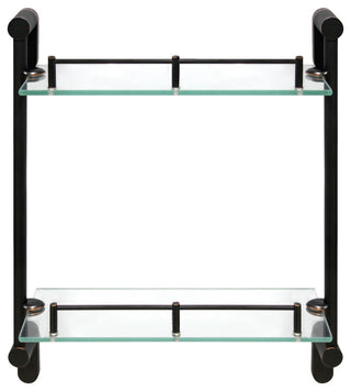 MODONA's 14.75" Double Glass Wall Shelf With Rail, Rubbed Bronze