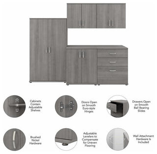 Universal 5 Piece Modular Closet Storage Set in Platinum Gray - Engineered Wood