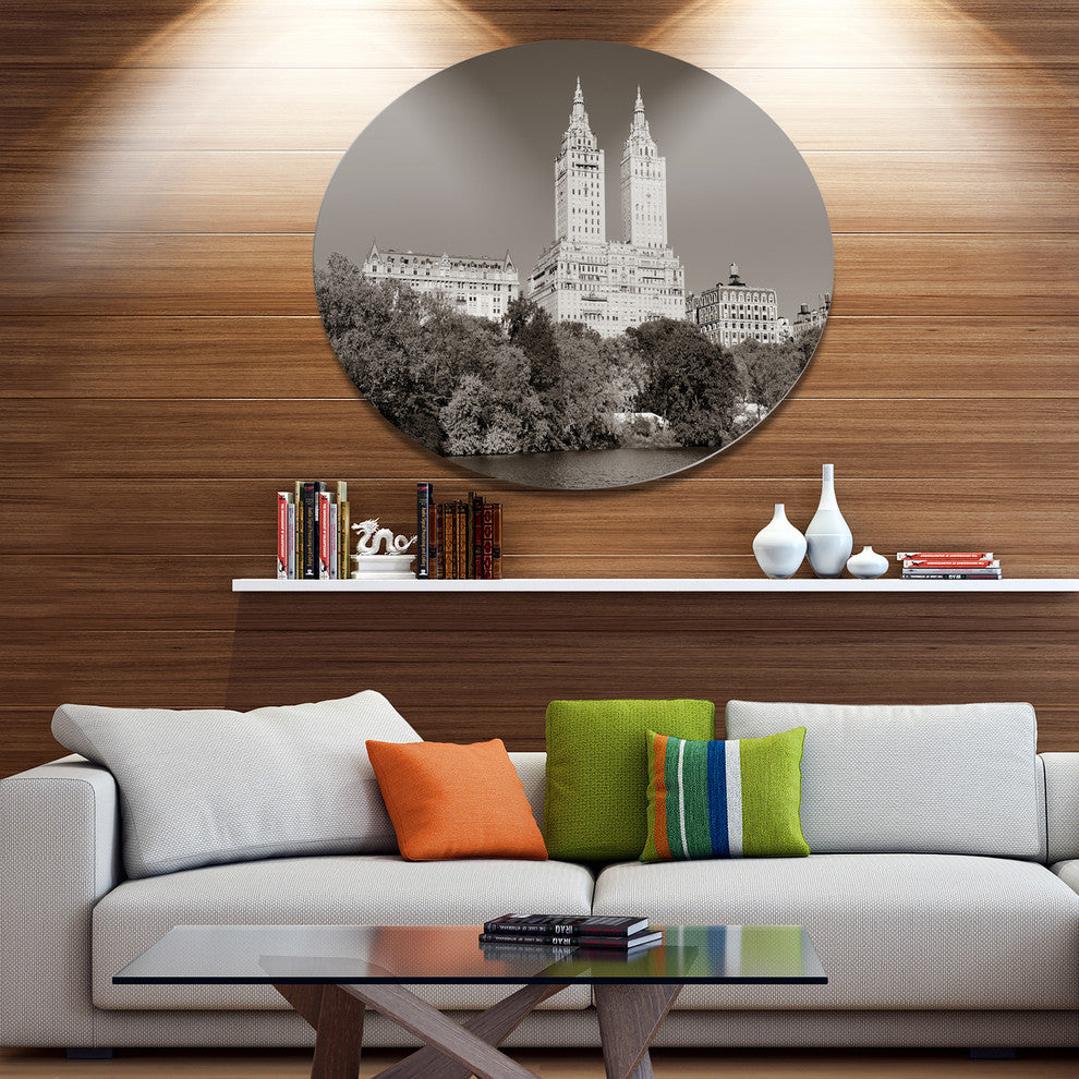Beautiful Central Park Autumn, Cityscape Wall Disc Metal Wall Art, 36"