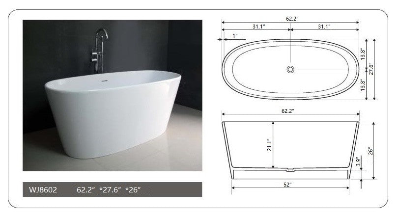 Legion Furniture William Matte Tub, White