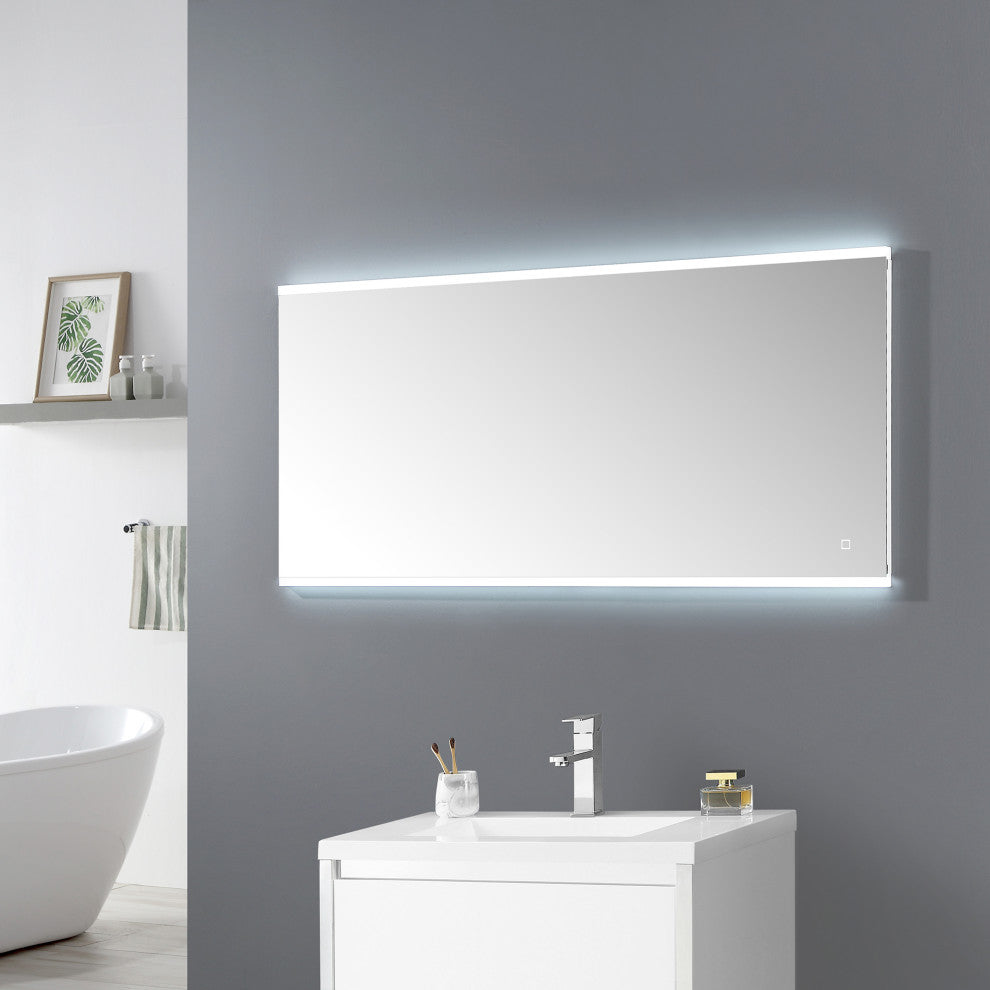 Ove Decors Caro LED 60 x 28 in. Mirror in White and Aluminum Finish