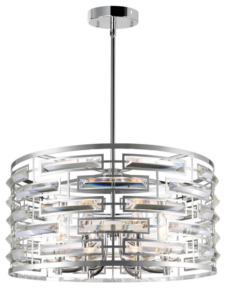 Petia 6 Light Drum Shade Chandelier With Chrome Finish