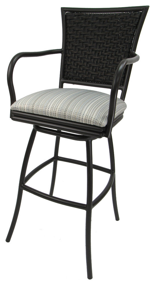 Outdoor Patio Extra Tall Spectator Swivel Bar Stool, Erin Natural Fun Brown, 35"