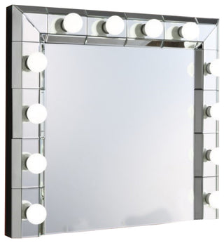 Benzara BM274654 Lighted Wall Mirror, 12 Bulb Sockets, Mirrored Frame, Silver