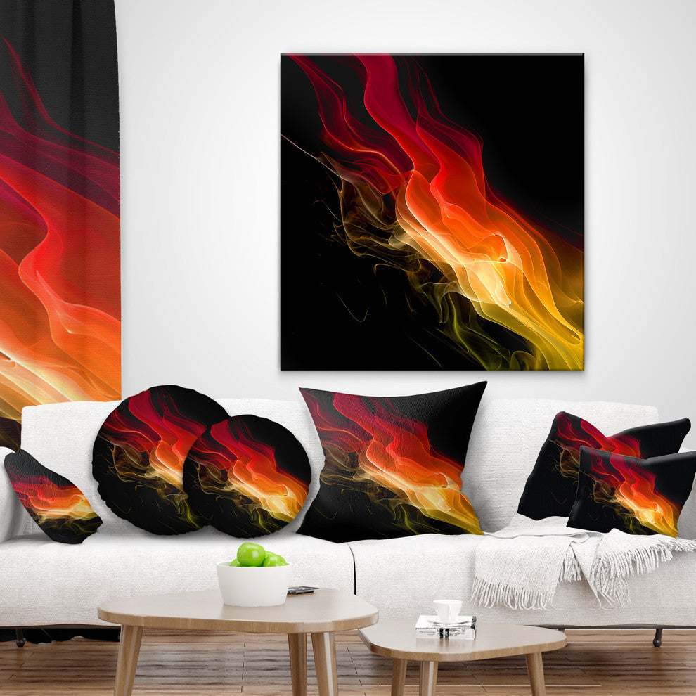 Yellow Red 3D Abstract Waves Contemporary Abstract Throw Pillow, 18"x18"