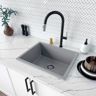 STYLISH 22"Dual Mount Single Bowl Gray Granite Kitchen Sink
