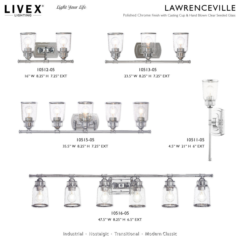 Livex Lighting 10511 Lawrenceville 21" Tall Commercial Wall - Polished Chrome