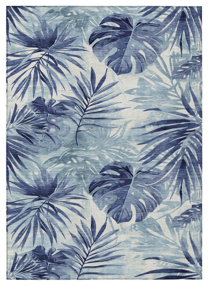 Machine Washable Indoor/Outdoor Chantille ACN1886 Blue 10' x 14' Rug