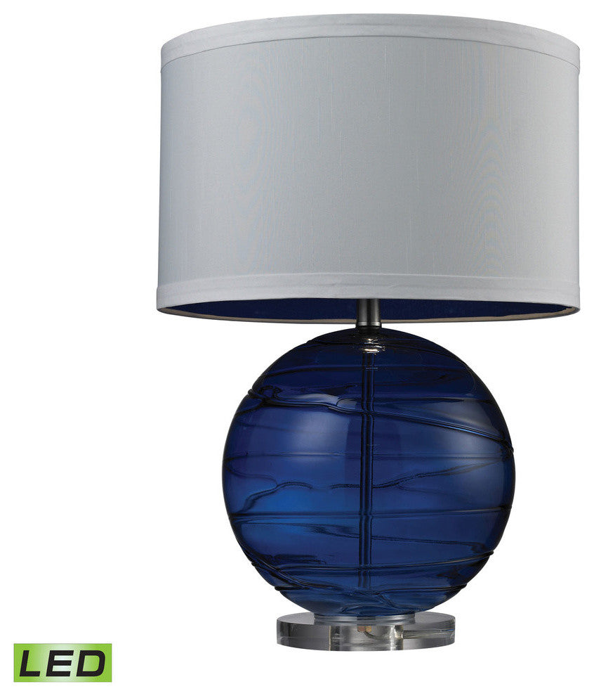 Dimond Blown Glass Table Lamp With Swirl Detail, Sapphire Blue, LED