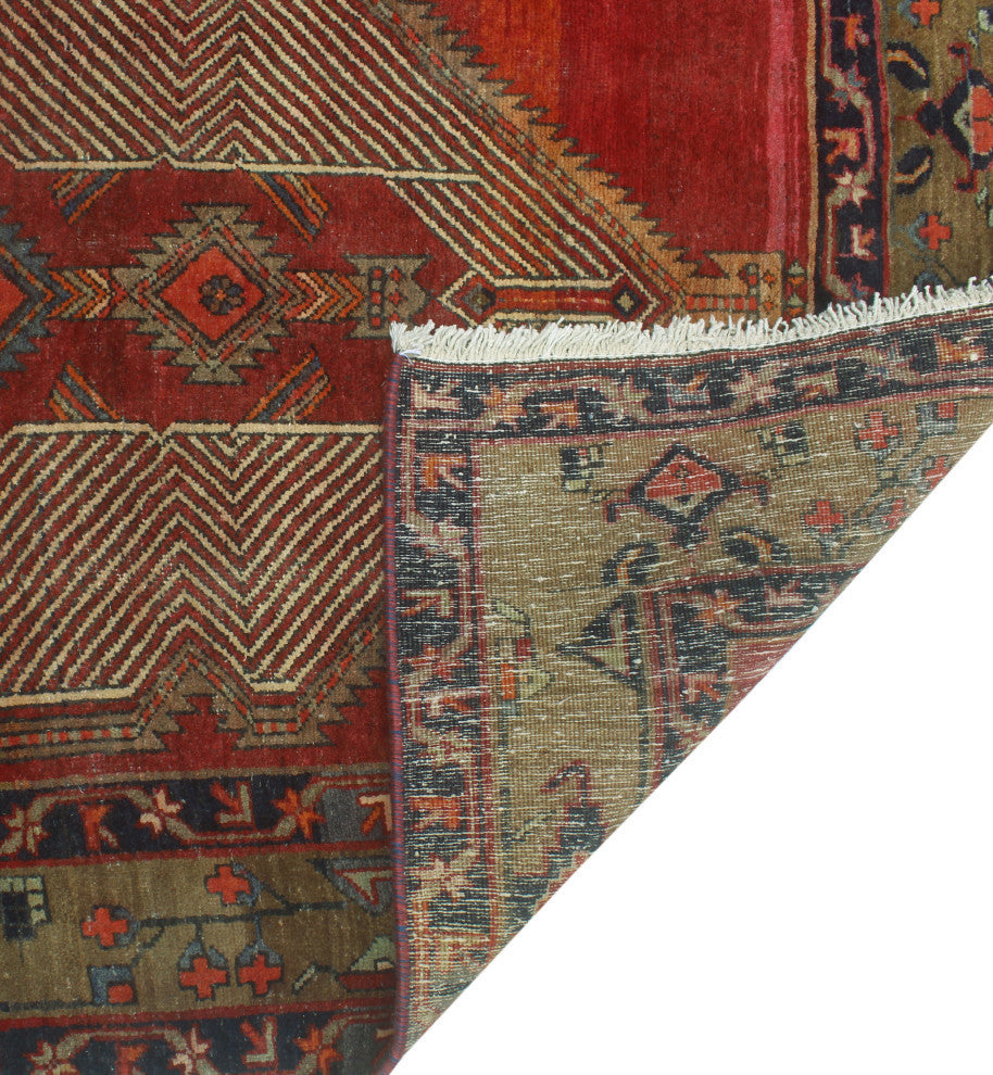 Fine Vintage Distressed Elaine Red/Ivory Runner, 4'4x13'0