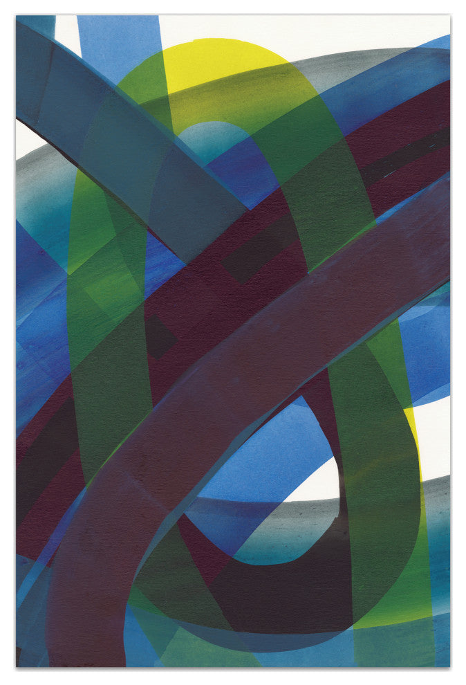 "Pigment Play I" Frameless Free Floating Tempered Glass Panel Graphic Wall Art