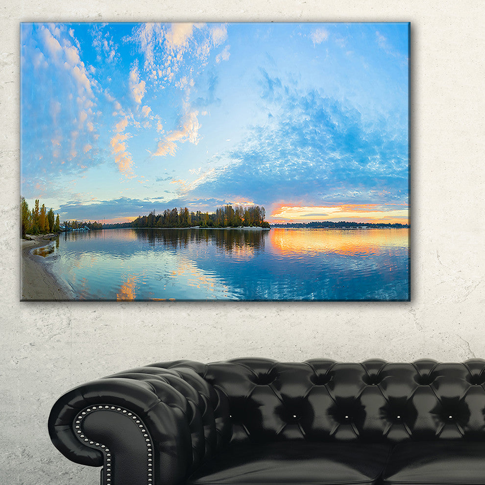 "Exotic Sunrise On River Autumn" Oversized Beach Wall Art, 40"x20"