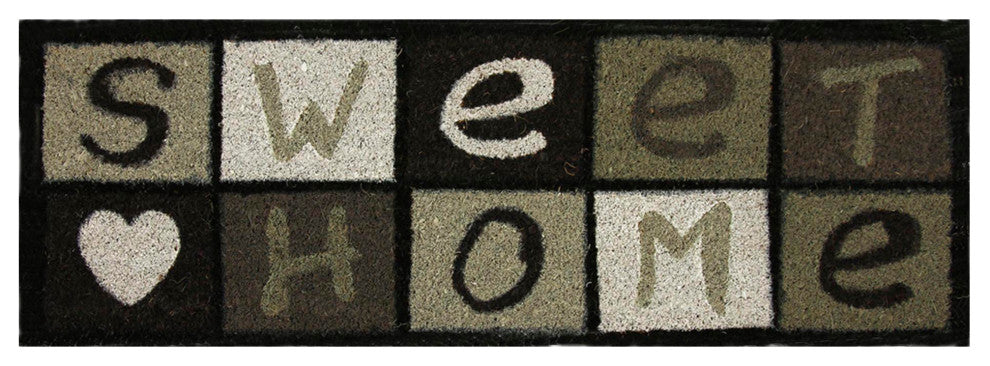 Sheltered Long Front Door Mat Coir Coco Fibers Rug 30x10, Sweet Home