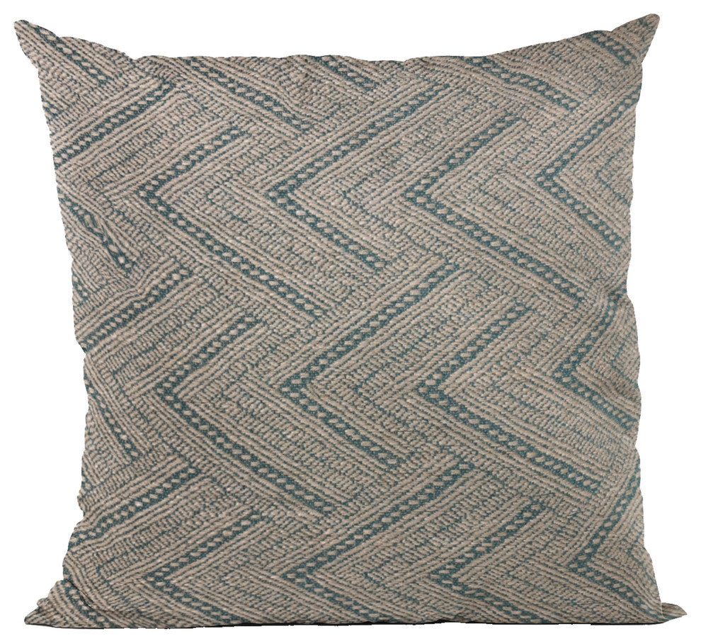 Plutus Blue Triangles Abstract Luxury Throw Pillow, 20"x20"